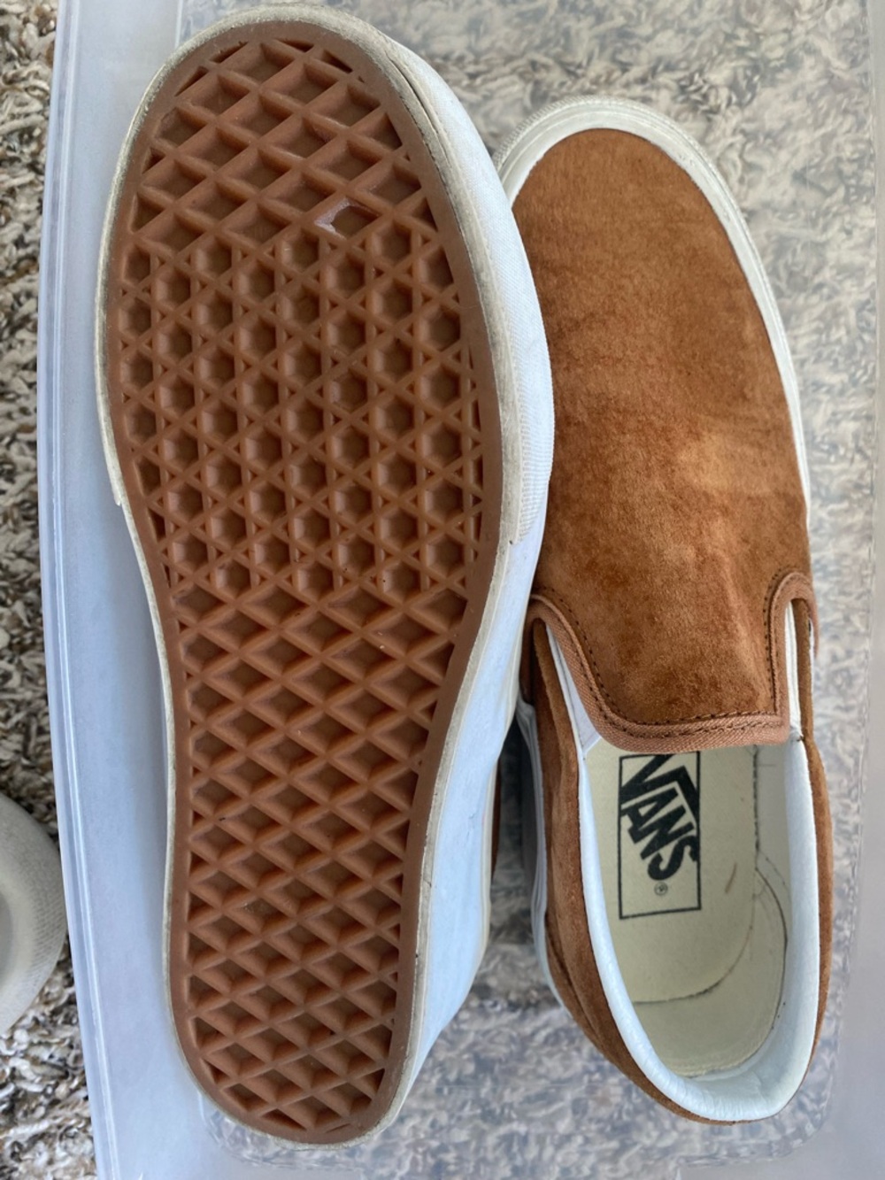 Vans Suede Slip-On Sneakers in Chestnut Brown - Picture 2 of 4